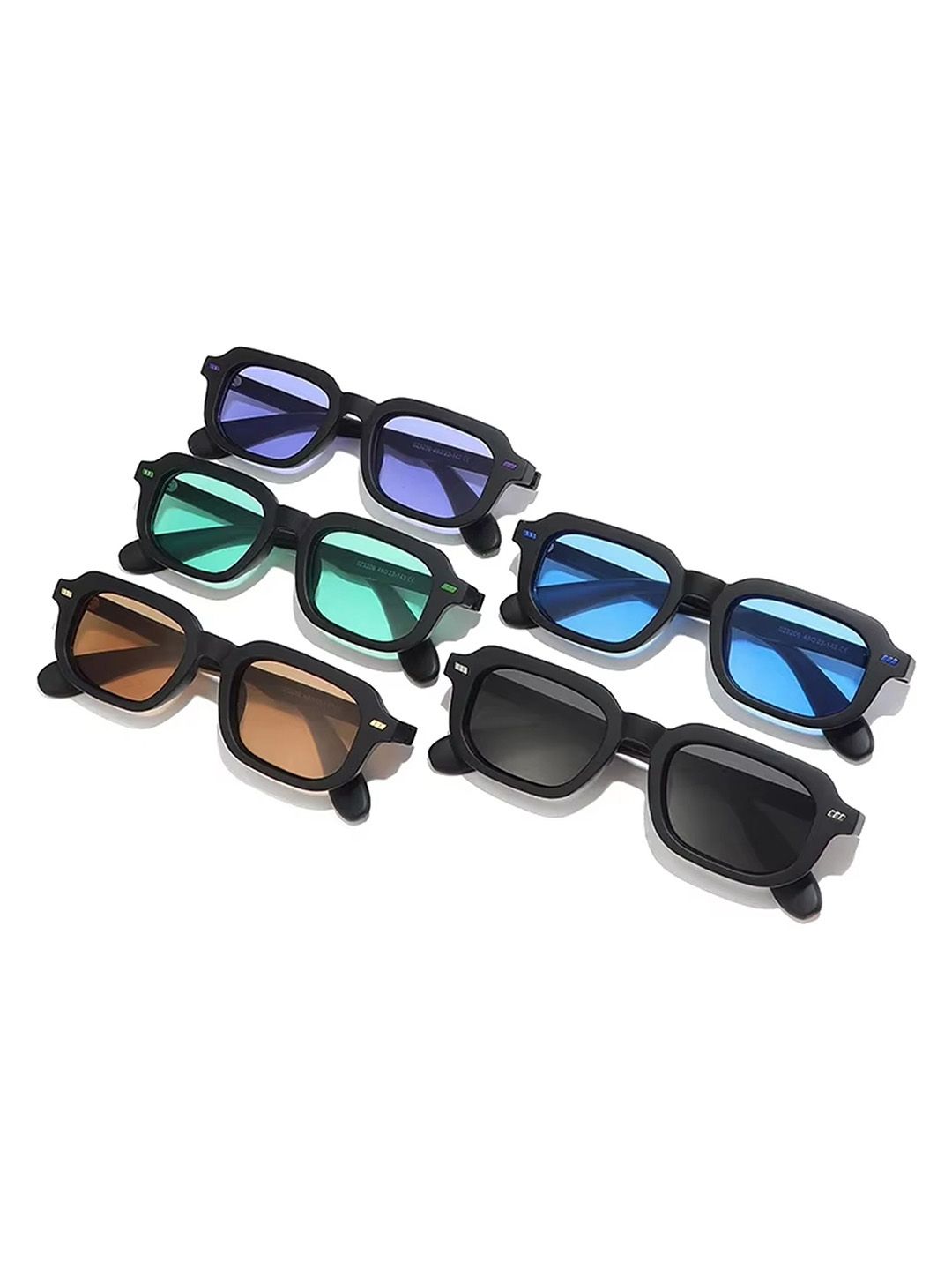 AUGEN Unisex Set of 5 Full Rim Style Rectangle Sunglasses with VI-SG-253-C4-image-48
