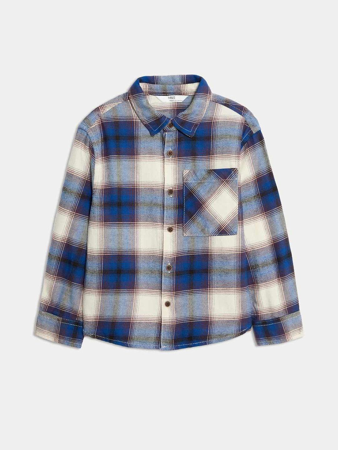 Marks & Spencer Boys Checked Spread Collar Pure Cotton Casual Shirt-picture-31