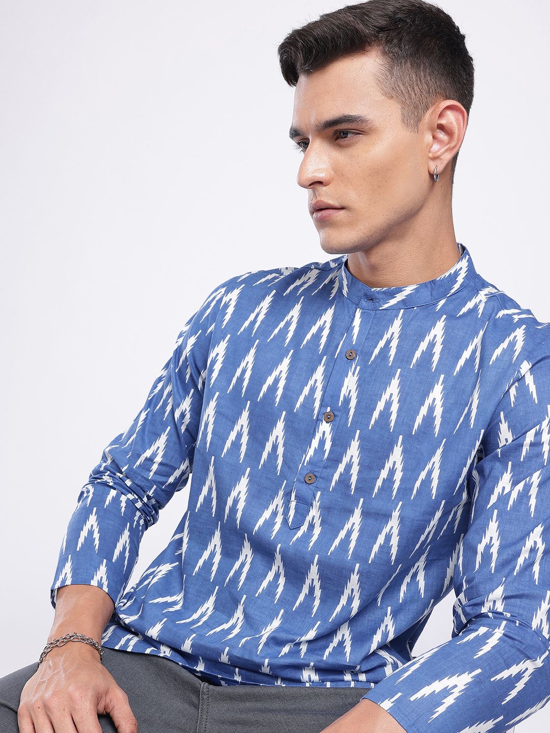 Anouk Rustic Band Collar Geometric Printed Straight Kurta-picture-36