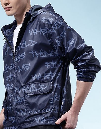 Buy Glitchez Typography Printed Hooded Bomber Jacket - Jackets for Men ...