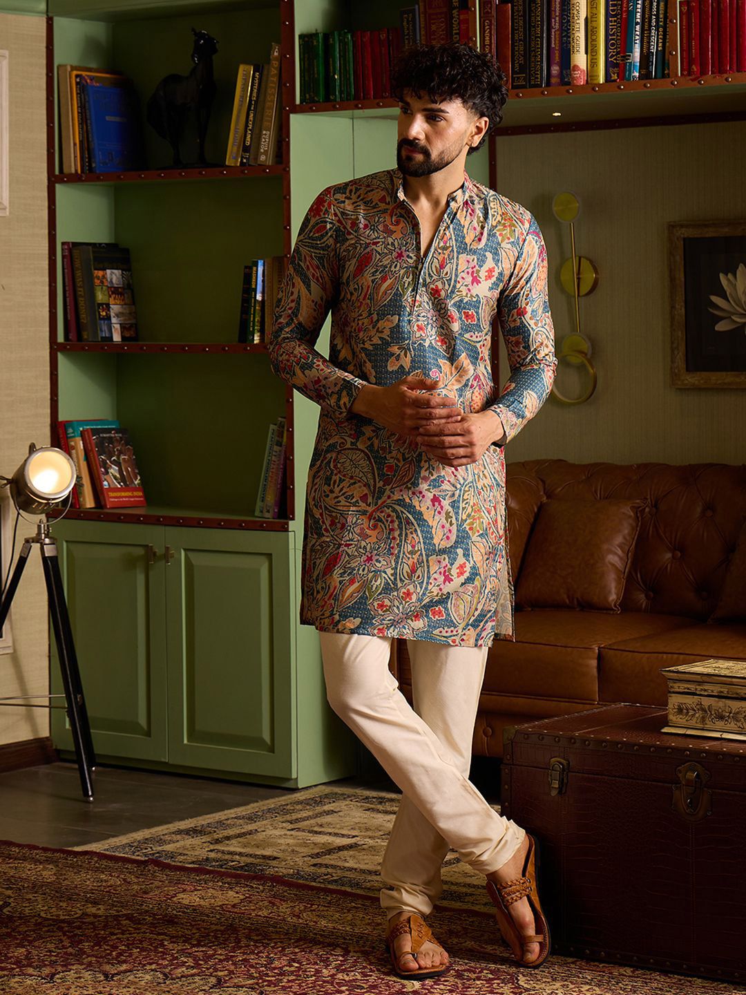 CHHAAP Floral Printed Mandarin Collar Straight Kurta-picture-15
