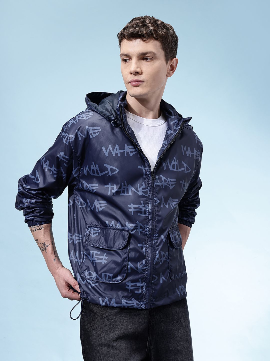 glitchez Typography Printed Hooded Bomber Jacket-picture-45