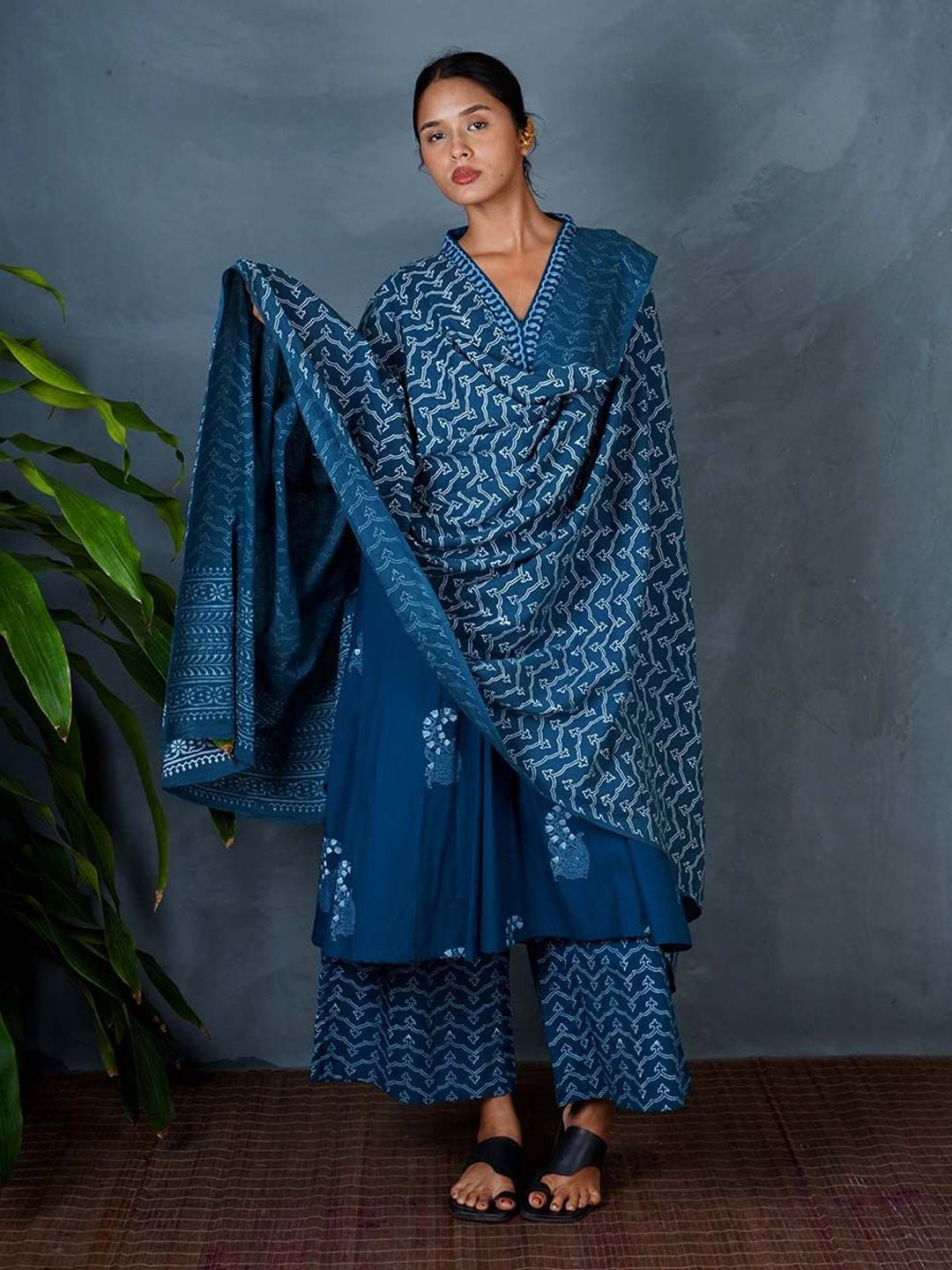 Chidiyaa Mya Shyama Ethnic Motifs Block Printed Pure Cotton Dupatta-picture-28