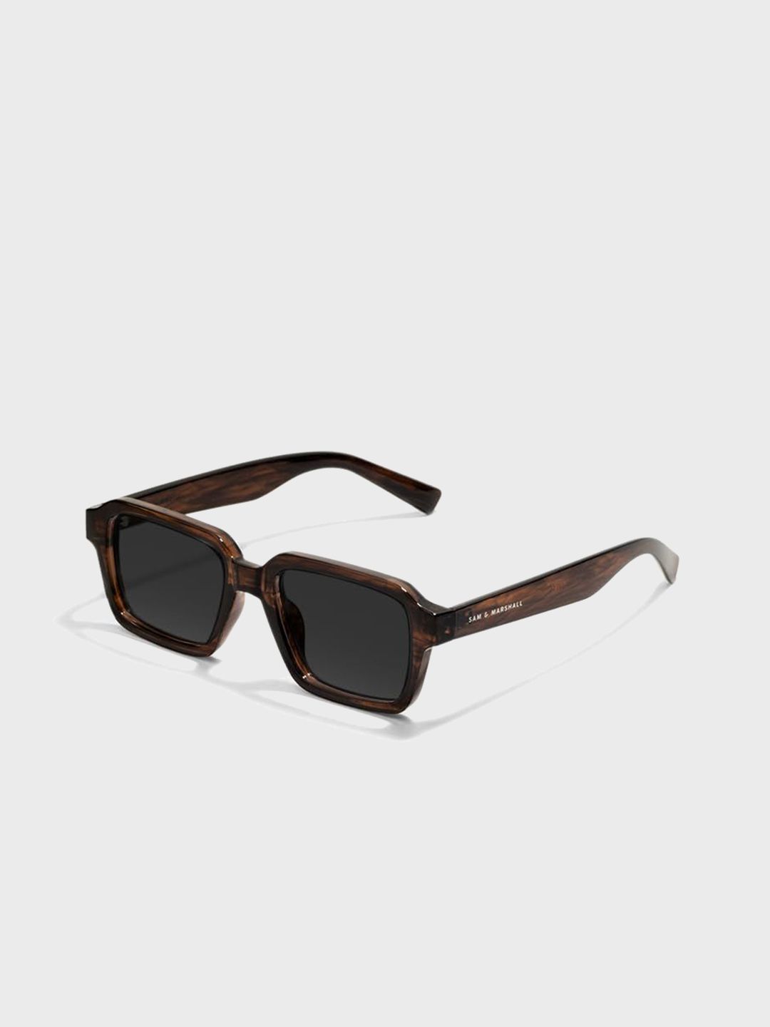 SAM & MARSHALL Black Lens & Brown Square Sunglasses with-image-17