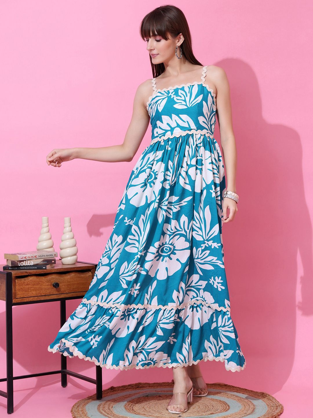 SHEETAL Associates Women Floral Print Shoulder Straps Maxi Dress
