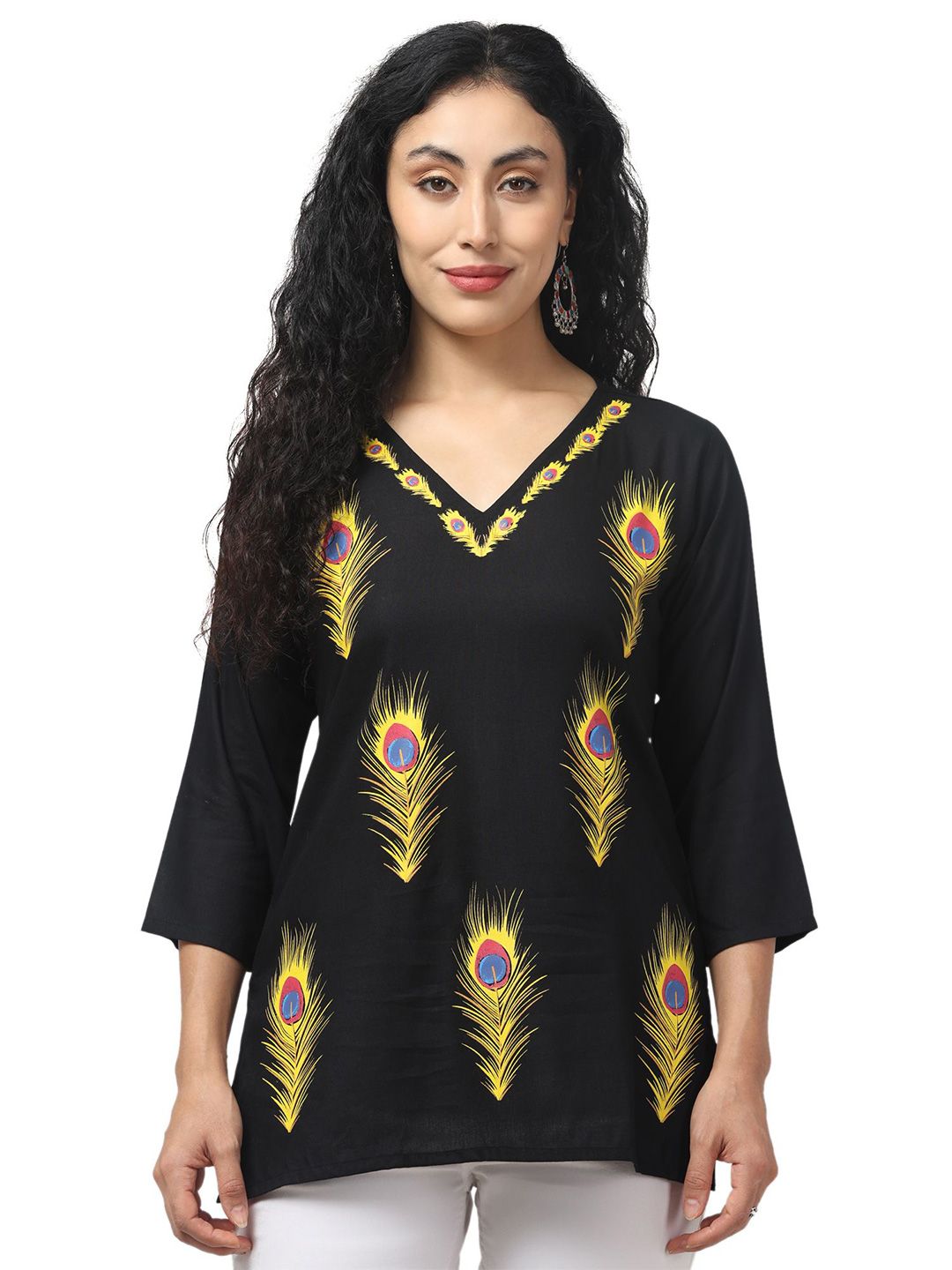 ERUDITE CLUB Women Ethnic Motifs Printed V-Neck Straight Kurti-picture-19