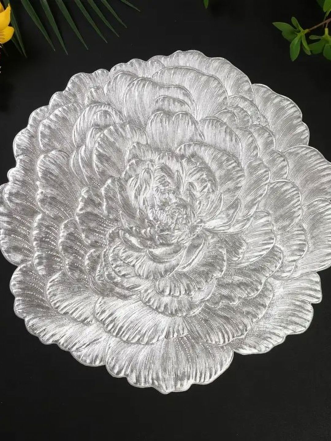Dakshya Industries Silver Toned Textured Waterproof Table Placemat-picture-6