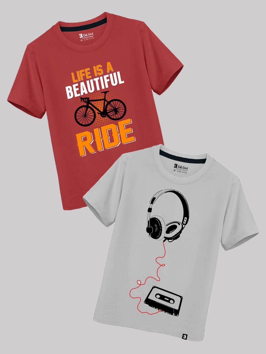 kids basket Kids Pack of 2 Basket Boys Typography Printed Round Neck Cotton T-shirts-picture-17