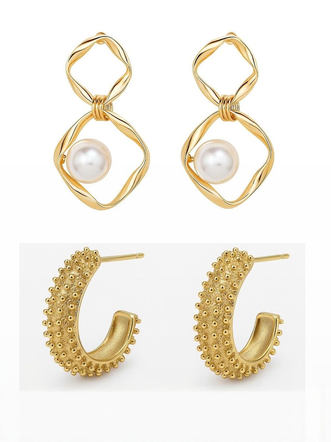 Mamta Meena Enterprise Women Set Of 2 Geometric Drop Earrings-picture-16