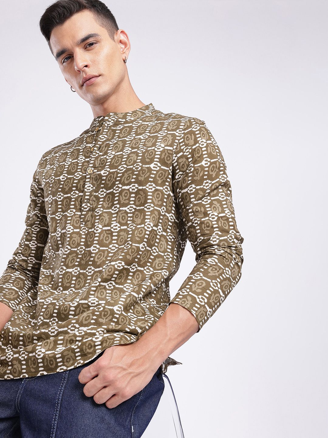 Anouk Rustic Floral Printed Mandarin Collar Straight Kurta-picture-30