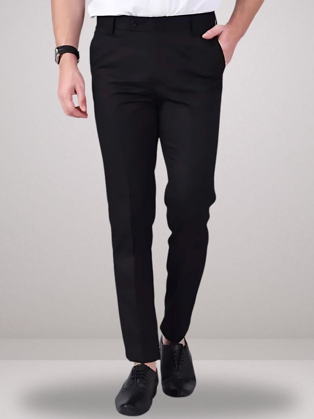 Zee Gold Men Relaxed Low-Rise Easy Wash Formal Trousers-picture-50