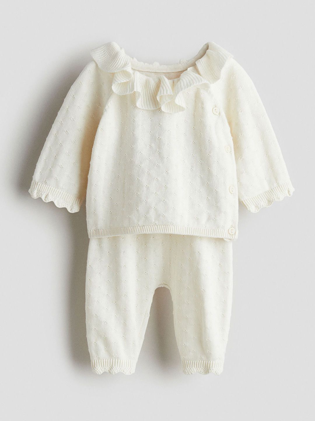 H&M Girls White 2-Piece Pointelle-Knit Set-picture-27