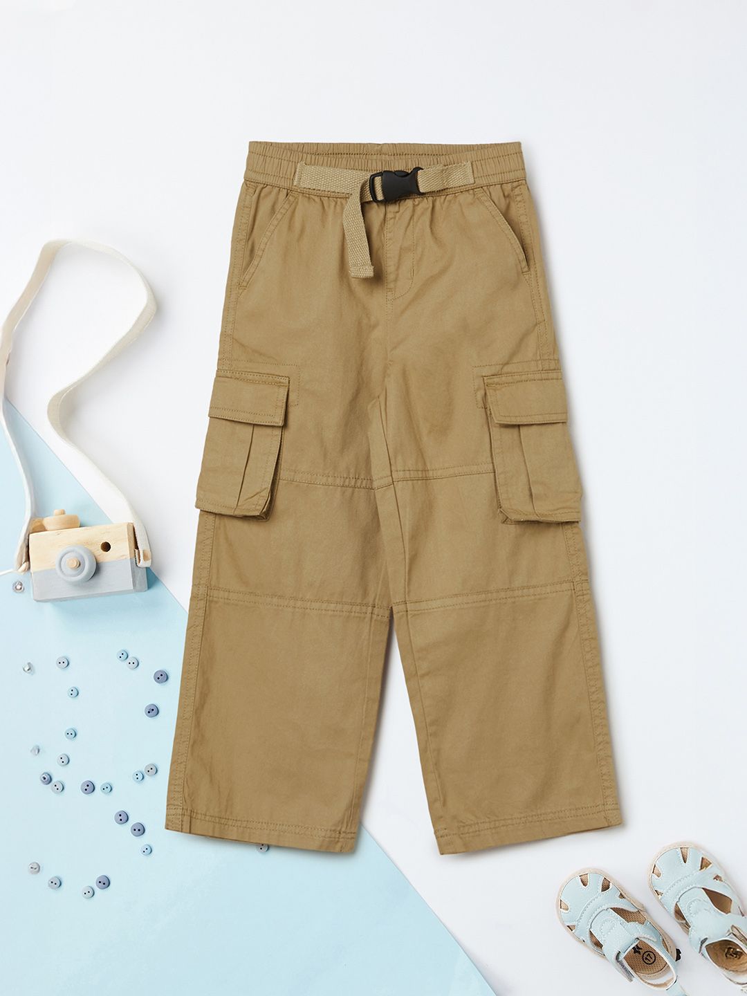 max Boys Regular Fit Mid-Rise Cotton Cargo Trousers-picture-11