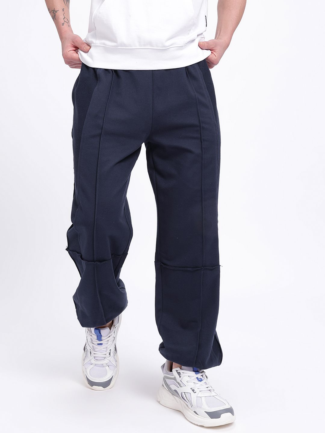 glitchez Men Panelled Relaxed Fit Joggers-image-0