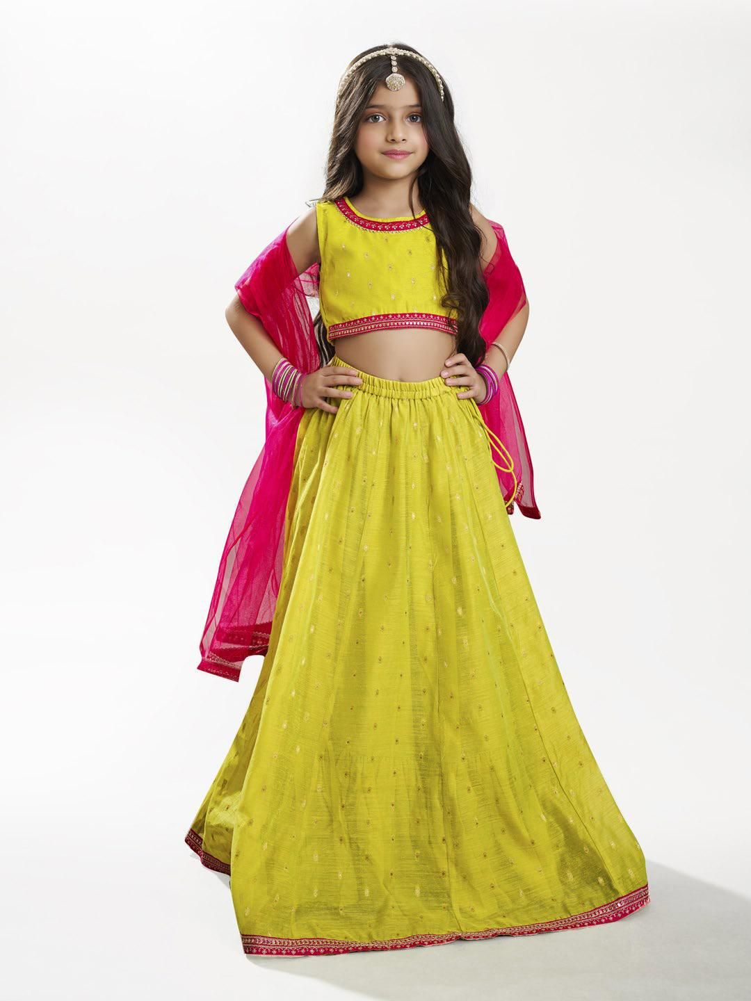 Bitiya by Bhama Girls Ethnic Embroidered Ready to Wear Lehenga & Blouse With Dupatta-picture-30