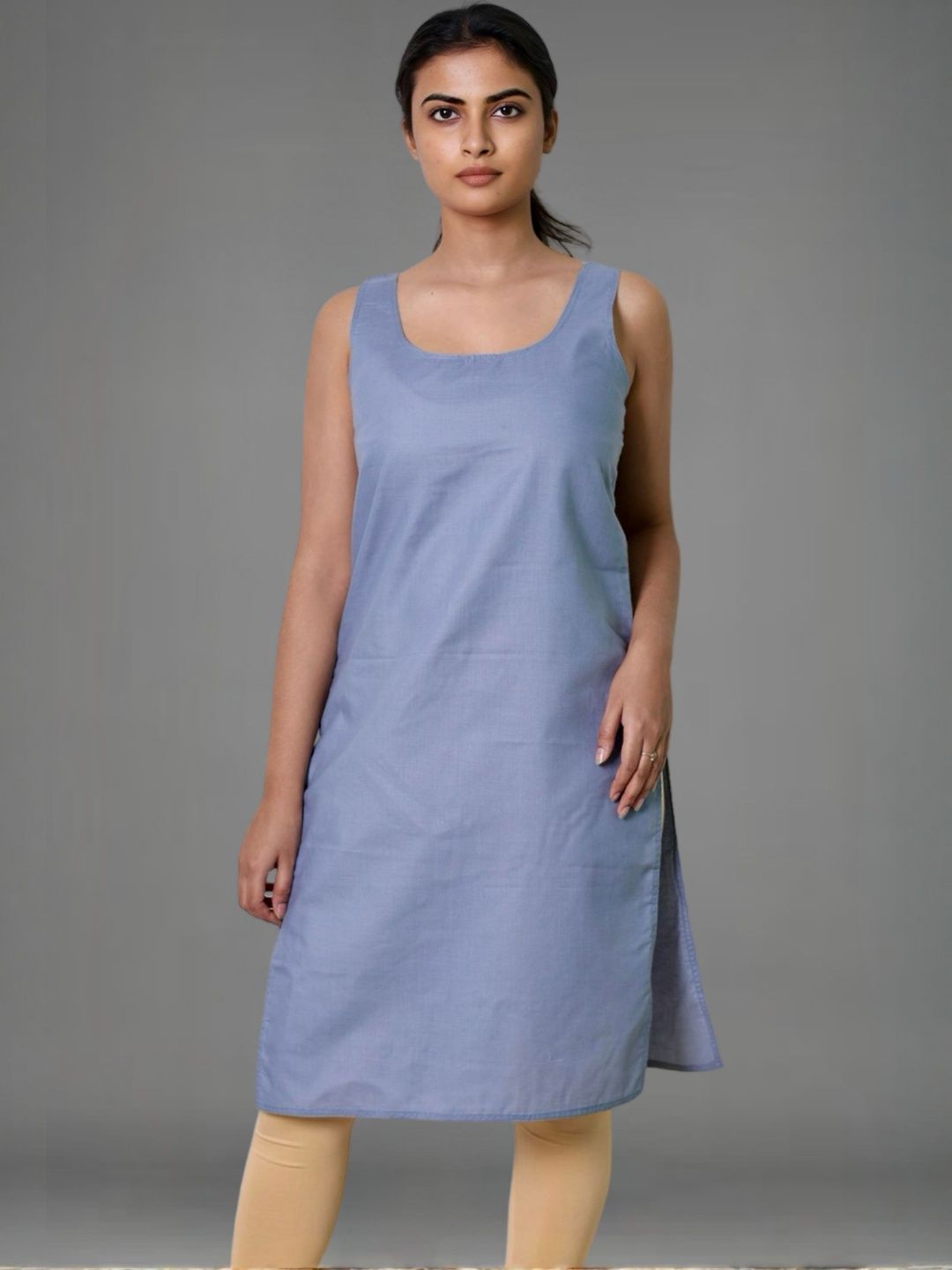 myplusfashion Women Pure Cotton Solid Long Camisole Slip-picture-14