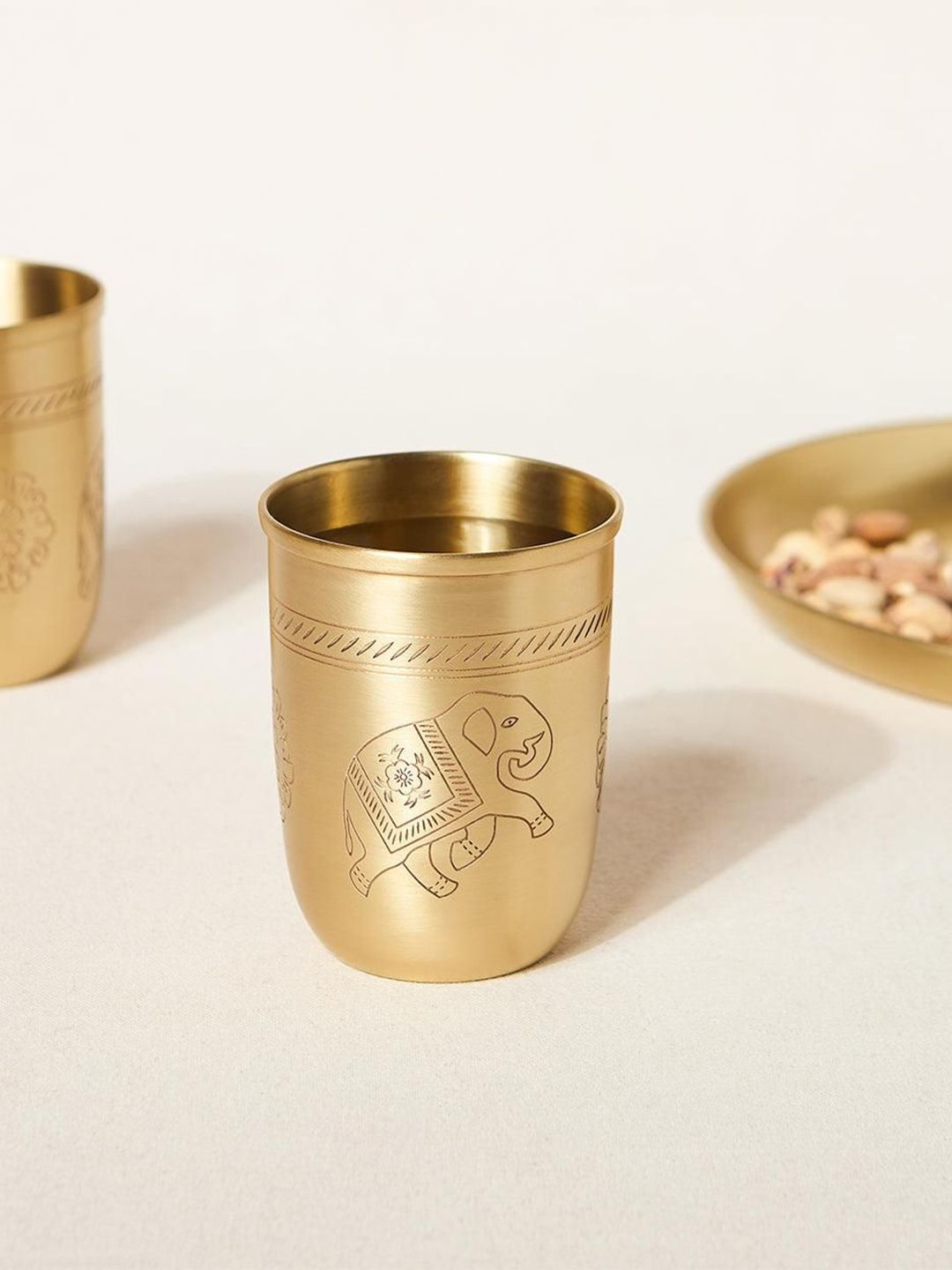 Chumbak Royal Tusker Gold Toned Brass Tumbler 350ml-image-38