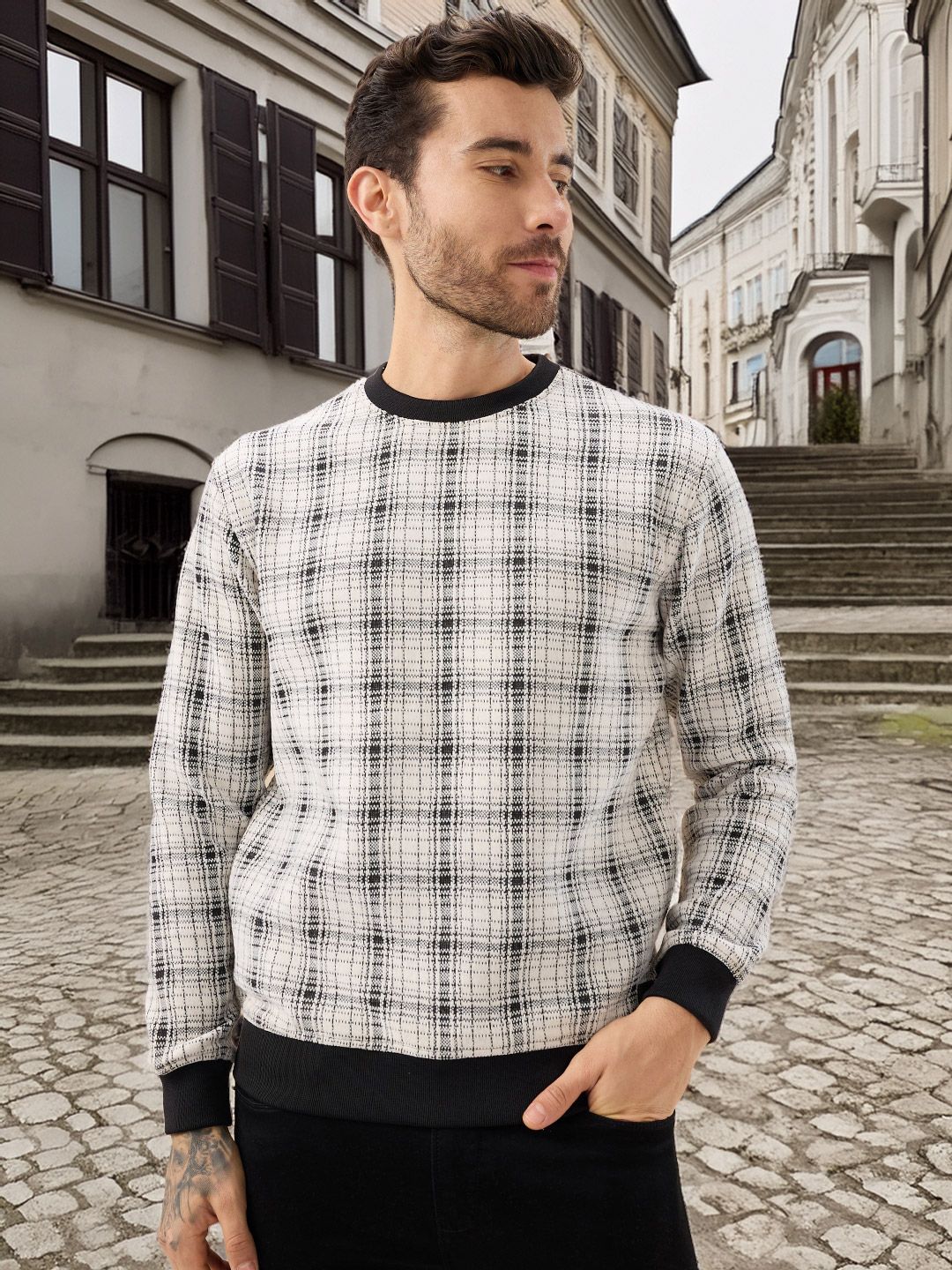 Status Quo Men Checked Pullover Sweatshirt-image-28