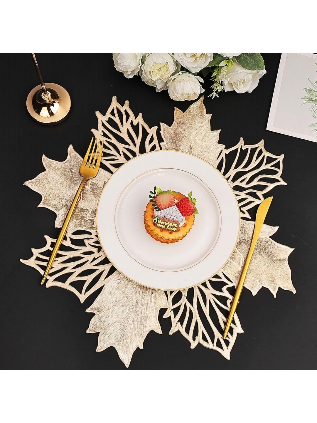 Dakshya Industries Gold Toned Textured Waterproof Table Placemat-picture-46