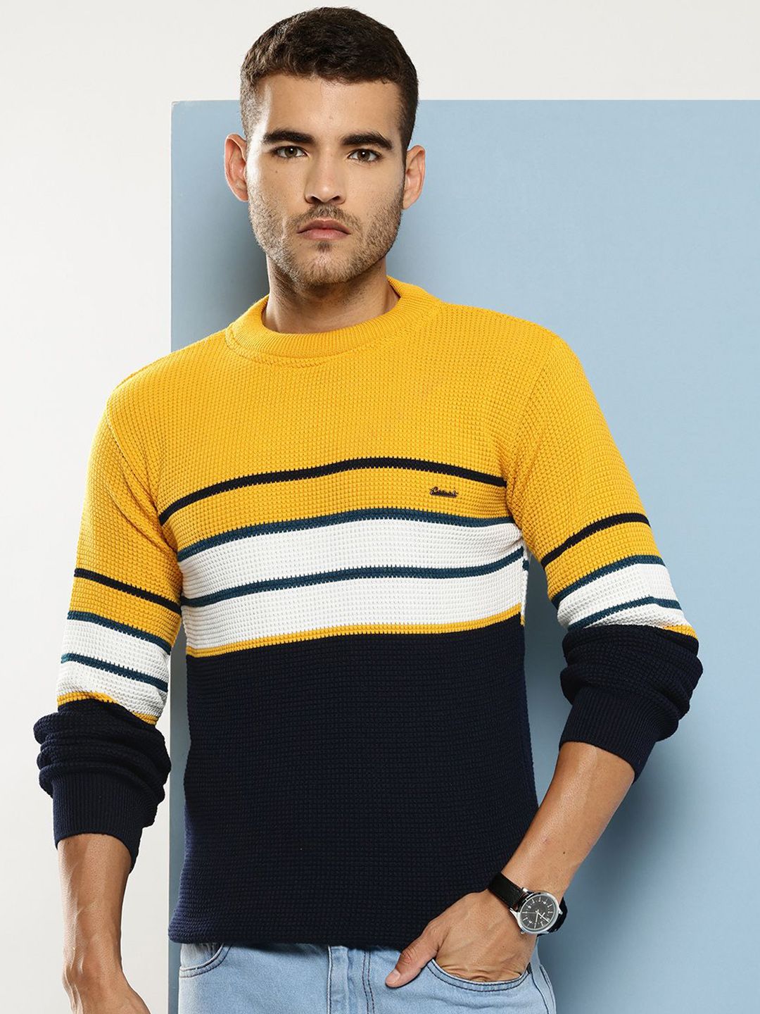 BAESD Men Striped Woollen Pullover