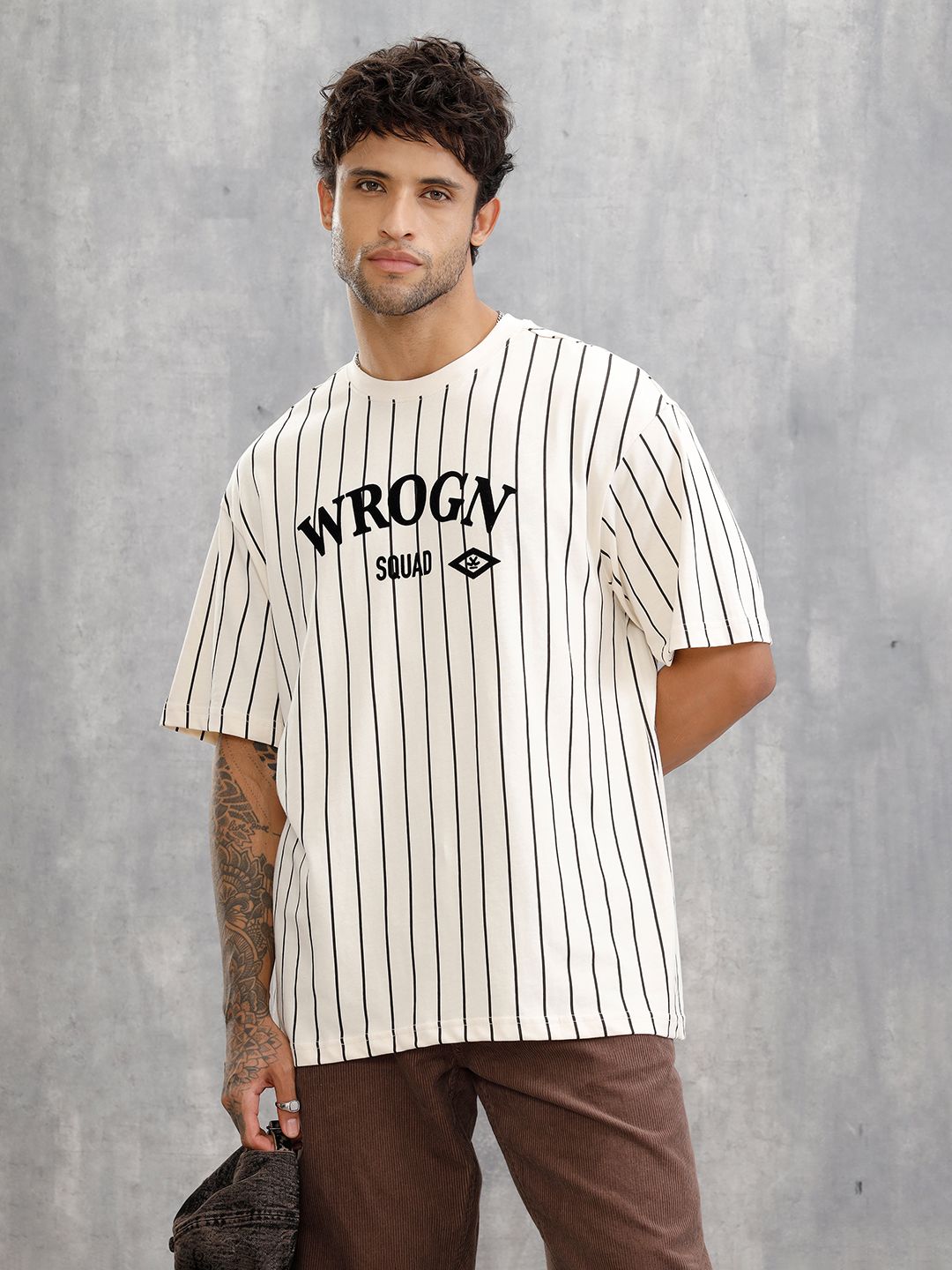 WROGN Men Striped Relaxed Fit T-shirt-picture-35
