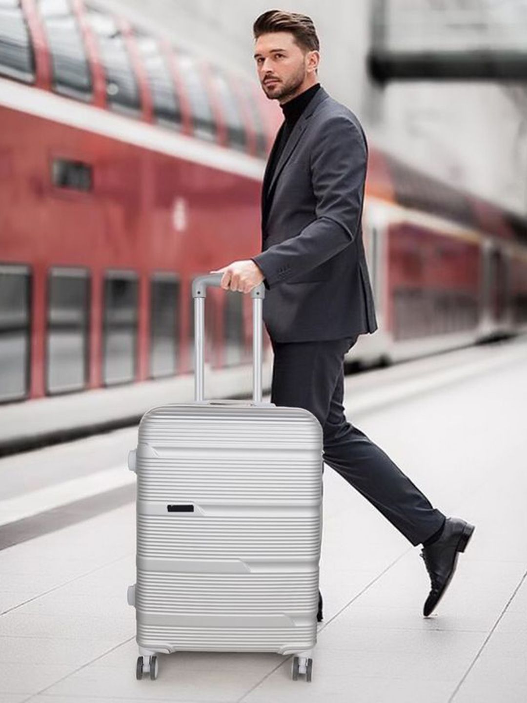 La exclusivite Textured Hard-Sided Cabin Trolley Suitcase-picture-37