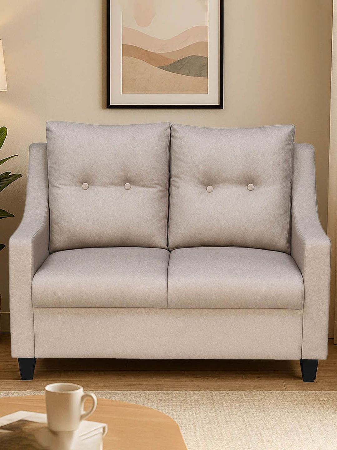 ARRA Aline Brown 2 Seater Cushion Back Sofa