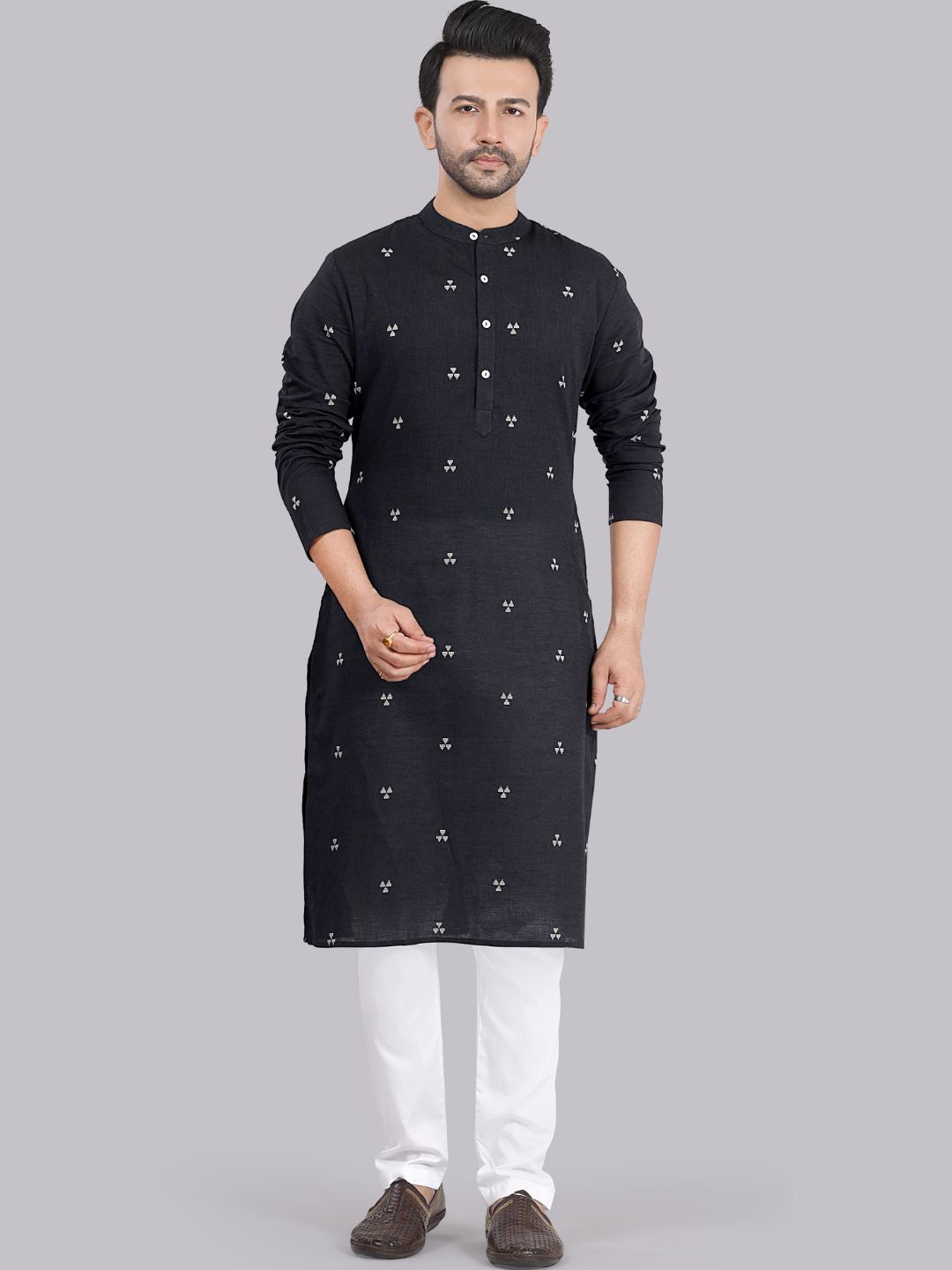 Saffron Threads Men Woven Design Festive Cotton Straight Kurta-picture-12
