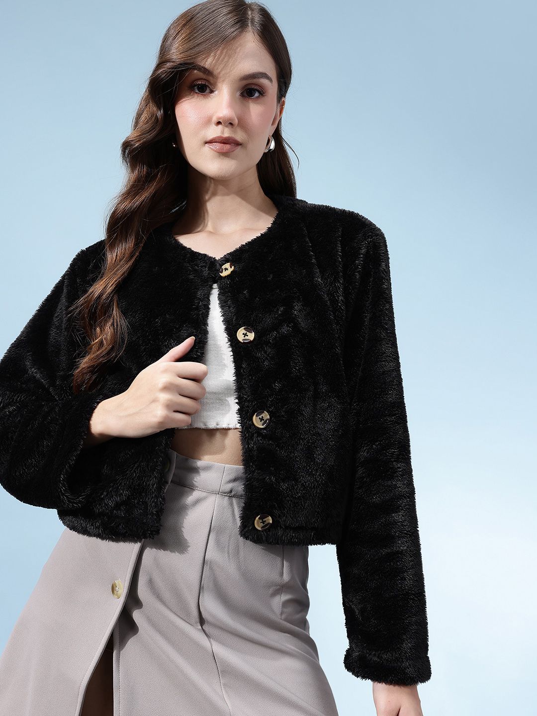 glitchez Faux Fur Crop Tailored Jacket-picture-27