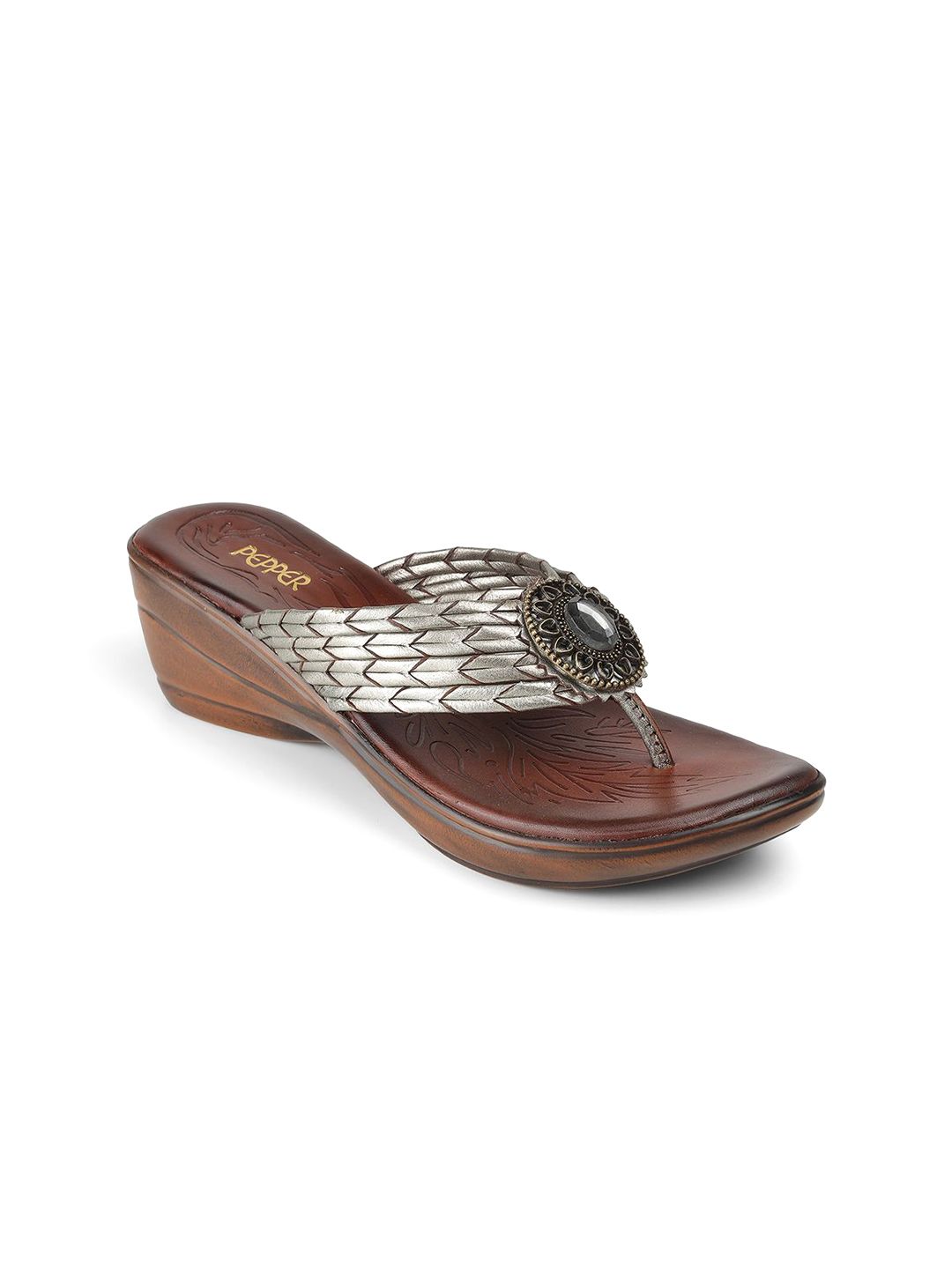 PEPPER Women Textured Leather Wedge Heels Sandals-picture-14