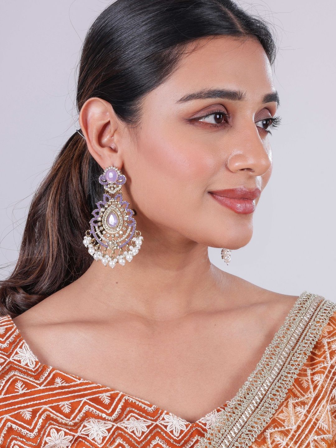 VATSALYA creation Gold-Plated Alloy Artificial Stones Earrings-picture-37