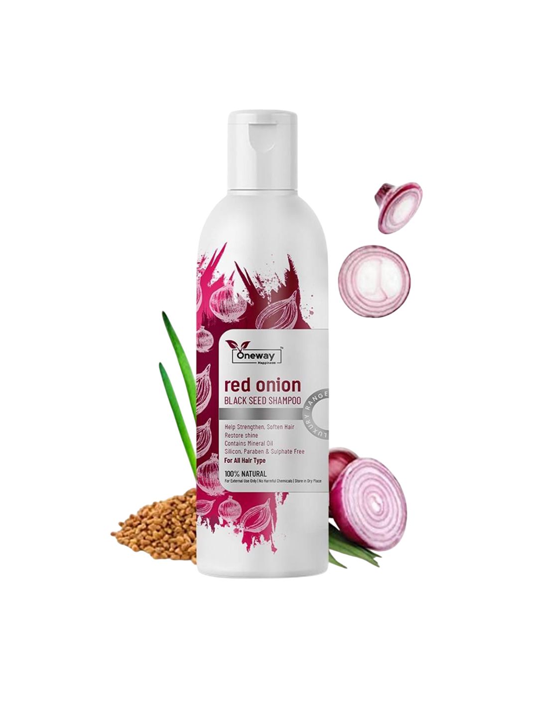 Oneway Happiness Red Onion Black Seed Shampoo With Vitamin E For Hair Growth - 100 ml-picture-24