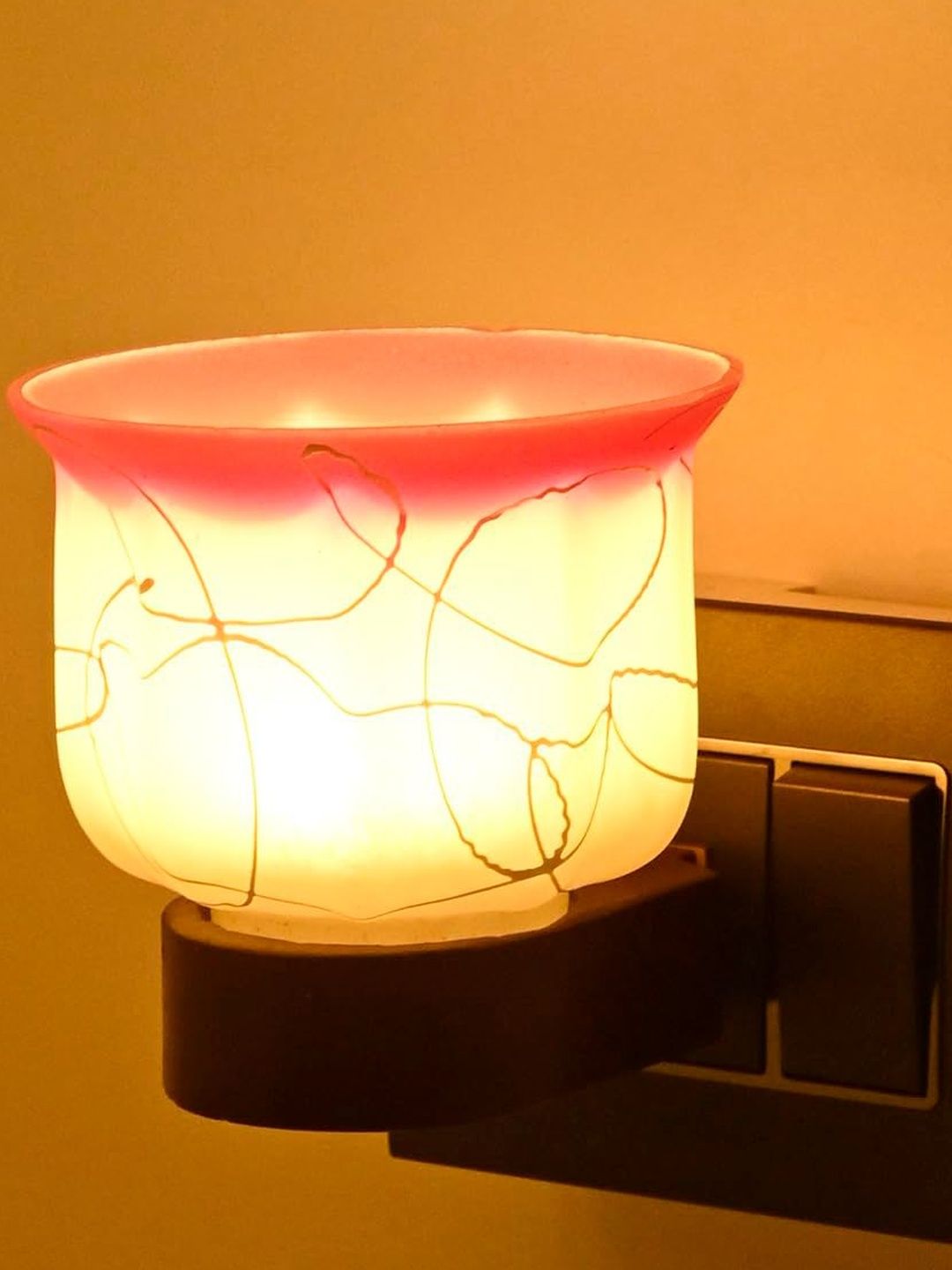 1ST TIME Pink & White Glass Textured Cylinder Shaped Decorative Lamp-picture-35