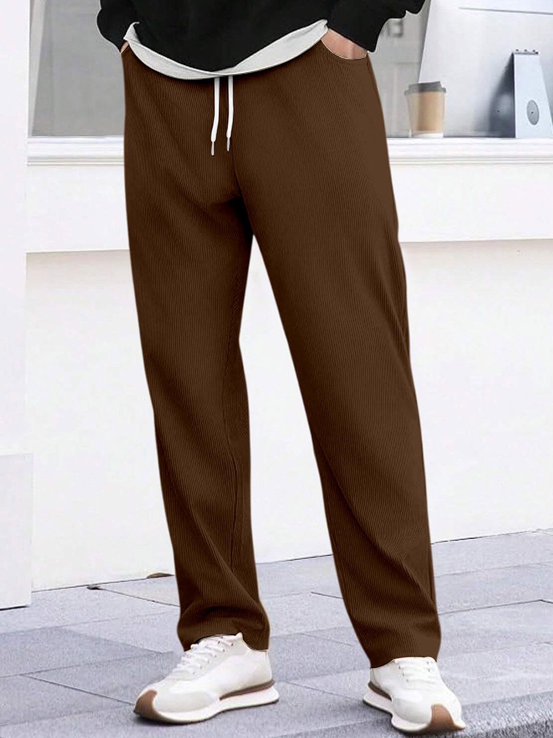 RAJOVATI Men Solid Mid-Rise Loose Fit Trousers-picture-23