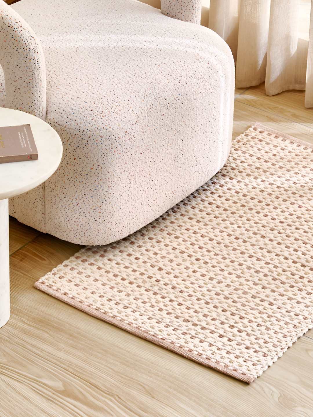 Home Centre Melange Brown & Off White Woven Cotton Dhurrie-image-46