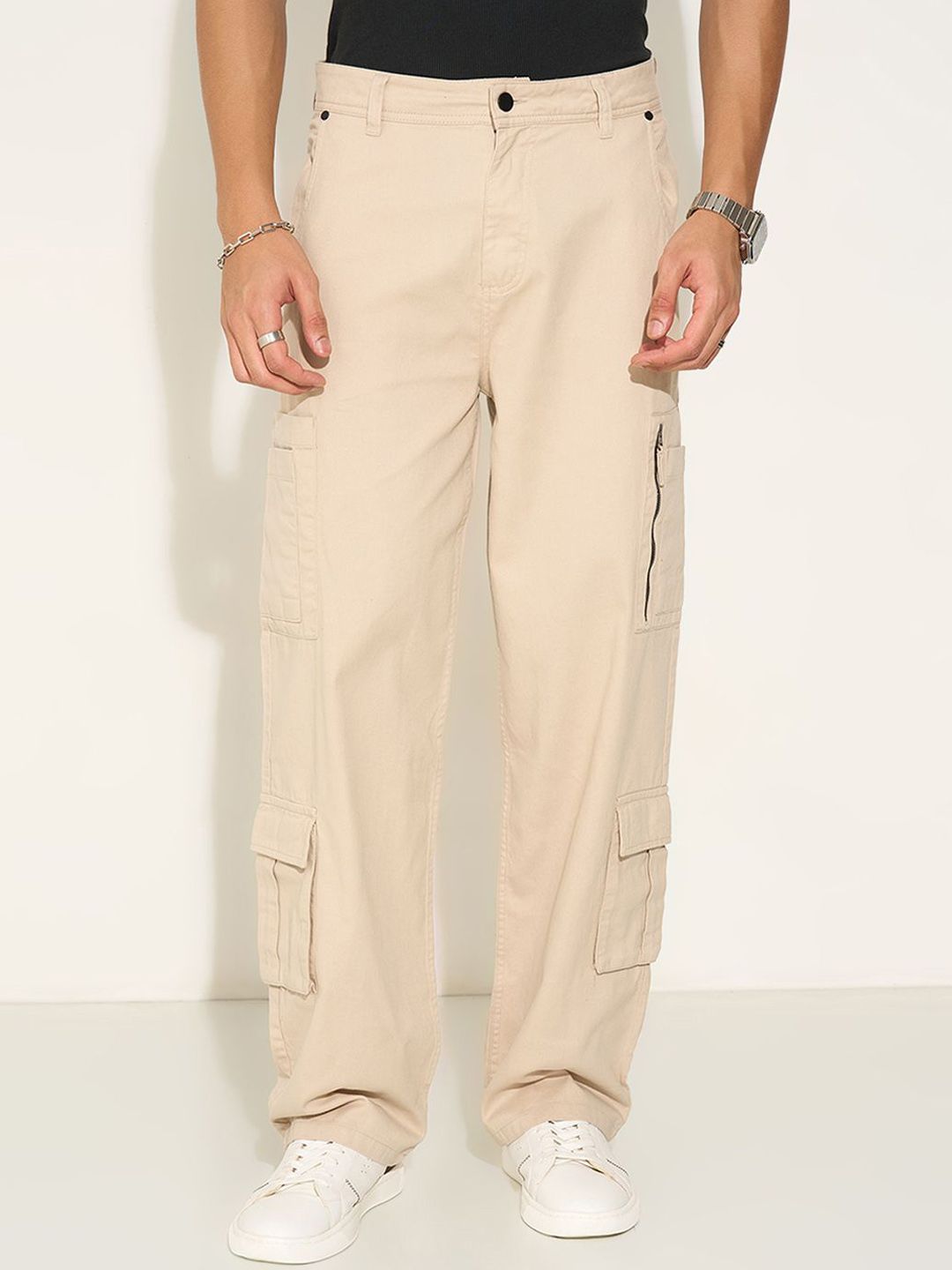 Street 808 by Pantaloons Men Printed Straight Fit Cargos Trousers-picture-26