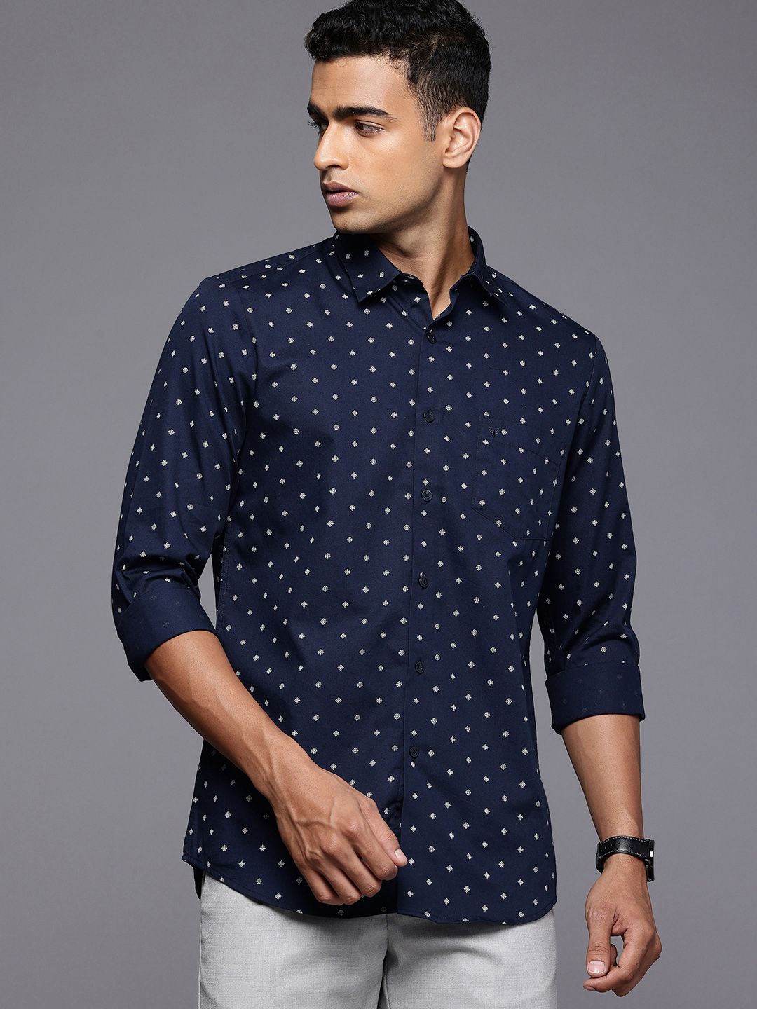 Allen Solly Modern Slim Fit Geometric Printed Pure Cotton Casual Shirt-picture-27