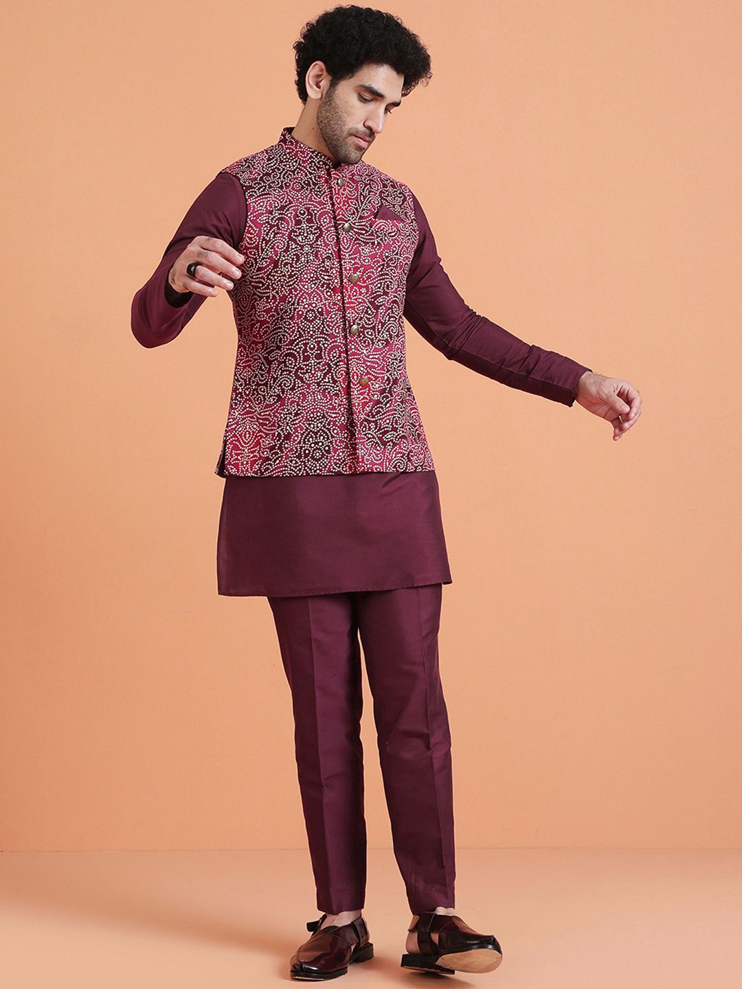 KISAH Men Multi Bandhni Nehru Jacket-picture-57