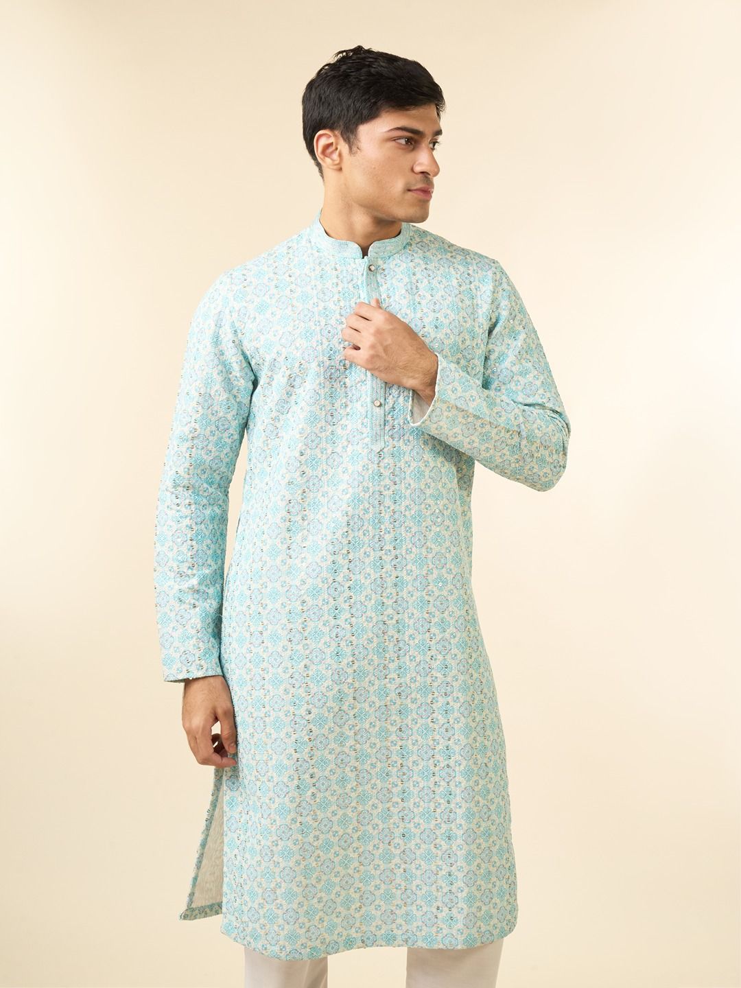 Diwas by Manyavar Men Embroidered Sequinned Kurta-picture-34