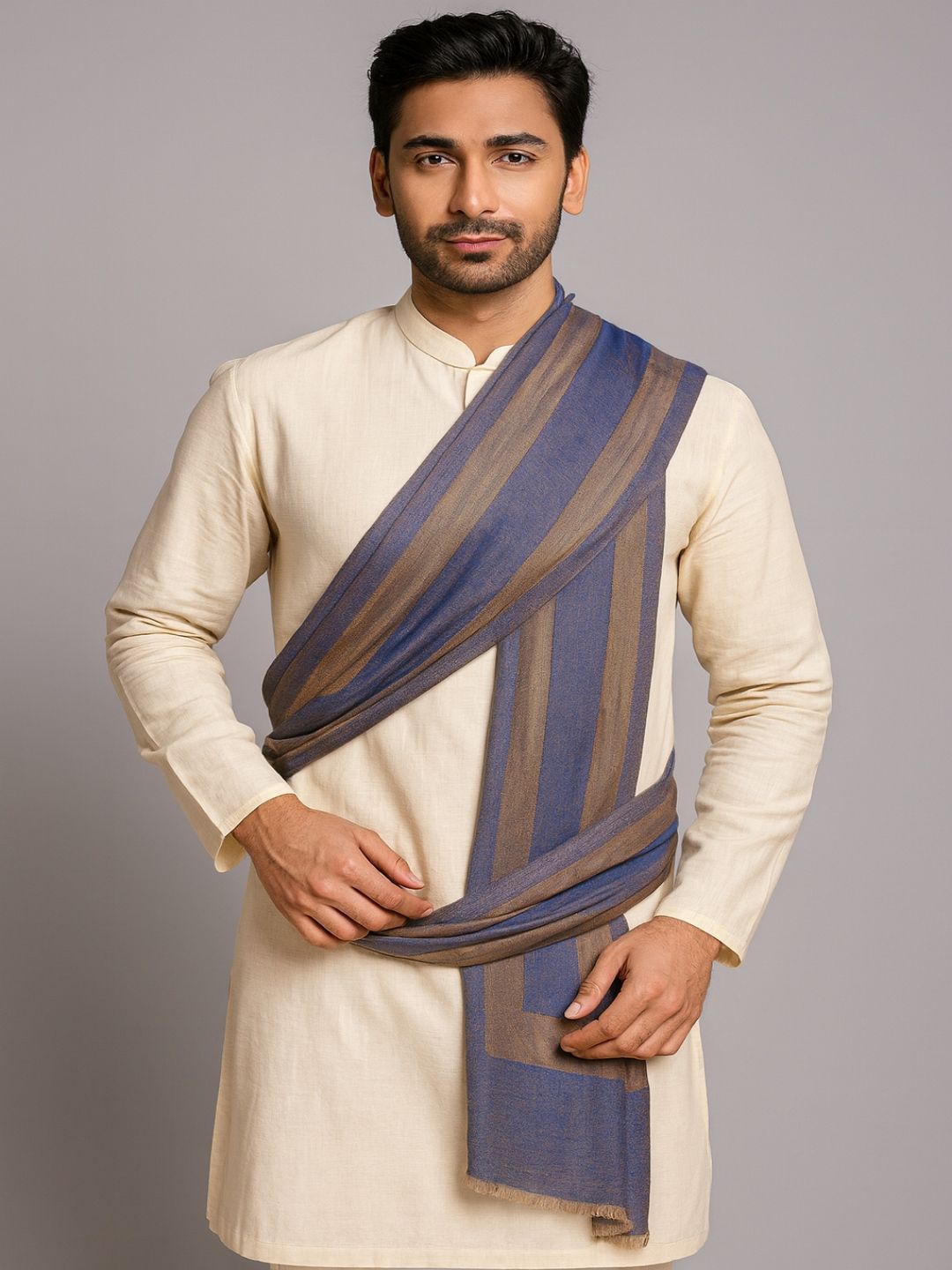 MUFFLY Men Reversible Wool Stole with Border-picture-26