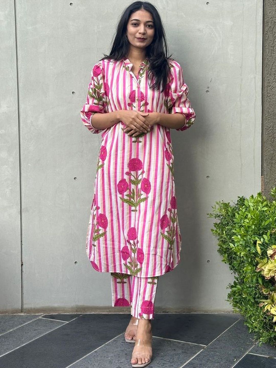 In Your Dreams Floral Printed Pure Cotton Kurta With Trousers-picture-44