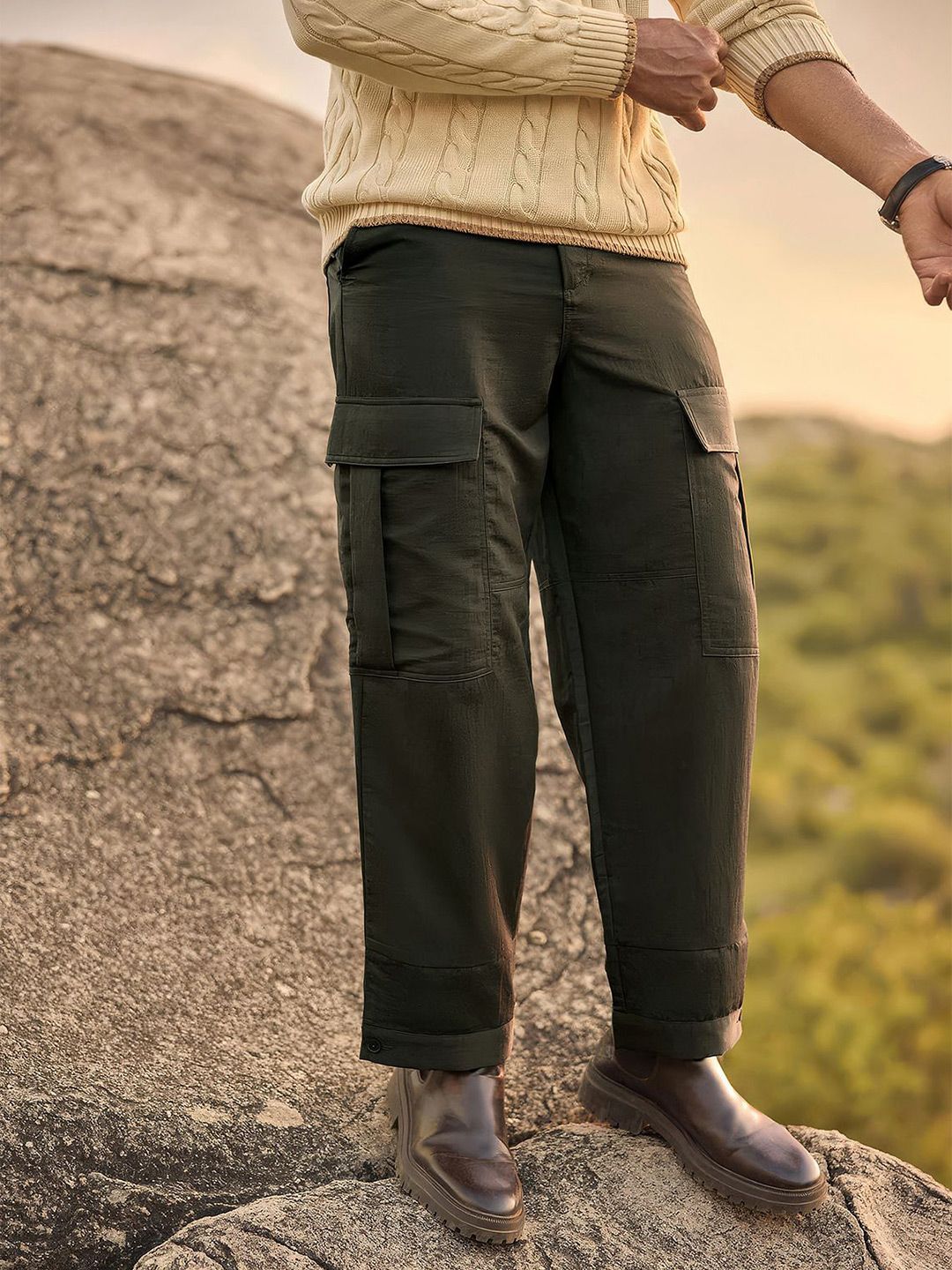 Andamen Escape Men Relaxed Straight Leg Straight Fit Cargos Trousers-picture-10