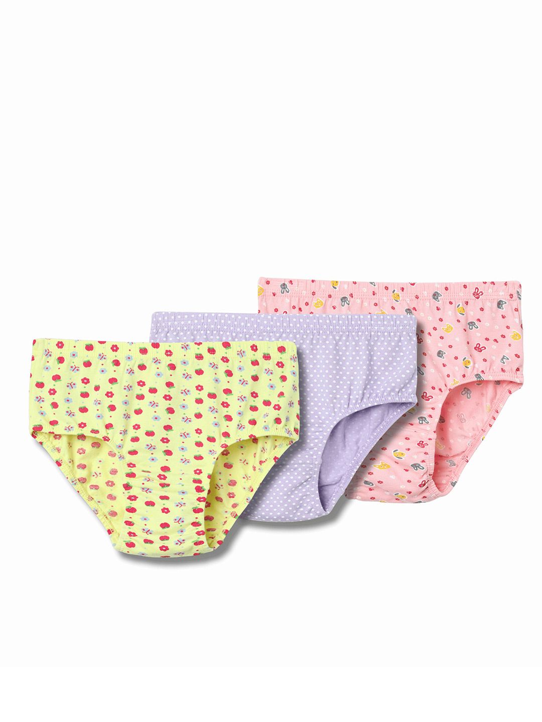 lil berry Girls Pack Of 3 Printed Cotton Basic Briefs-picture-34