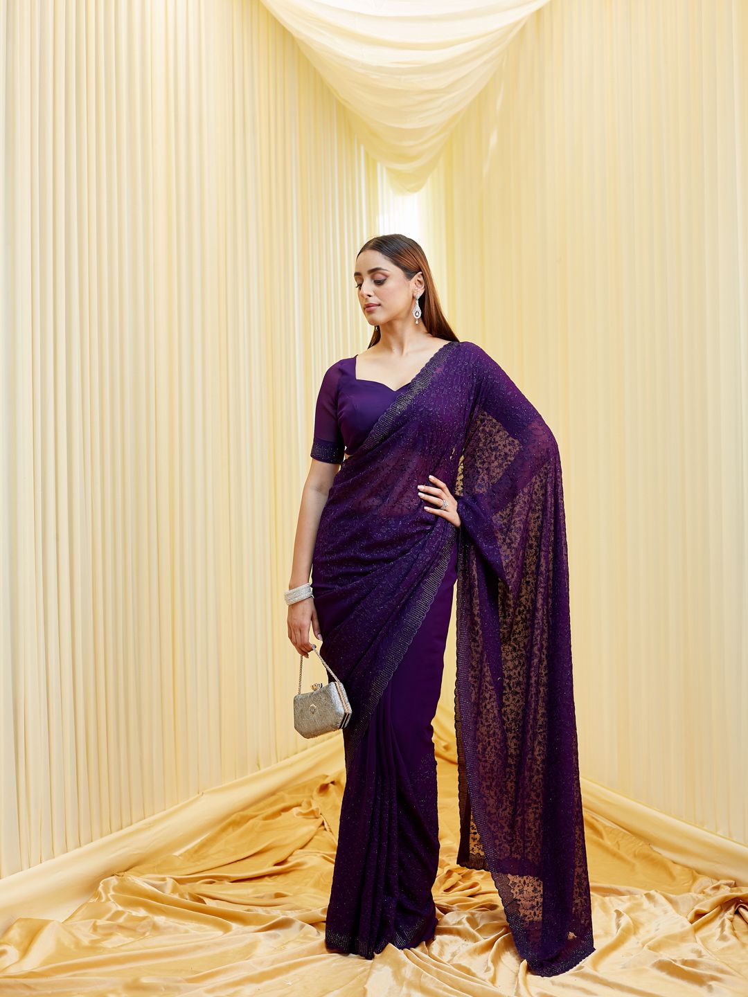 kasee Embellished Embroidered Pure Georgette Saree with Blouse Piece-picture-51