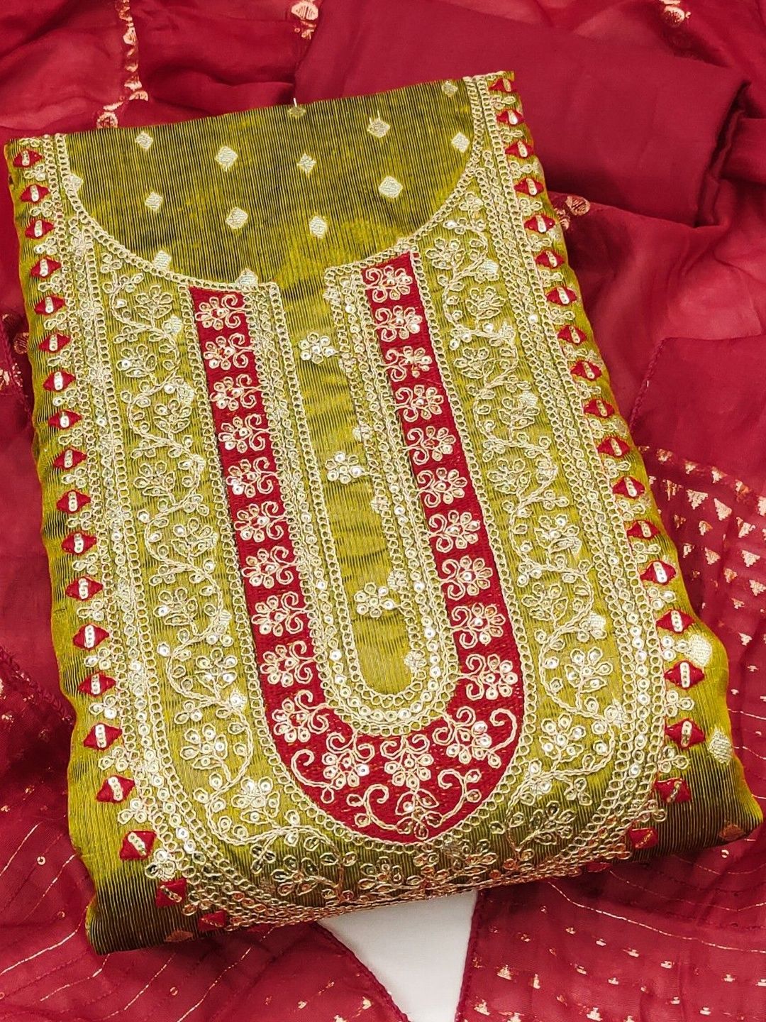 KALINI Embroidered Cotton Blend Unstitched Dress Material Dress Material-image-44