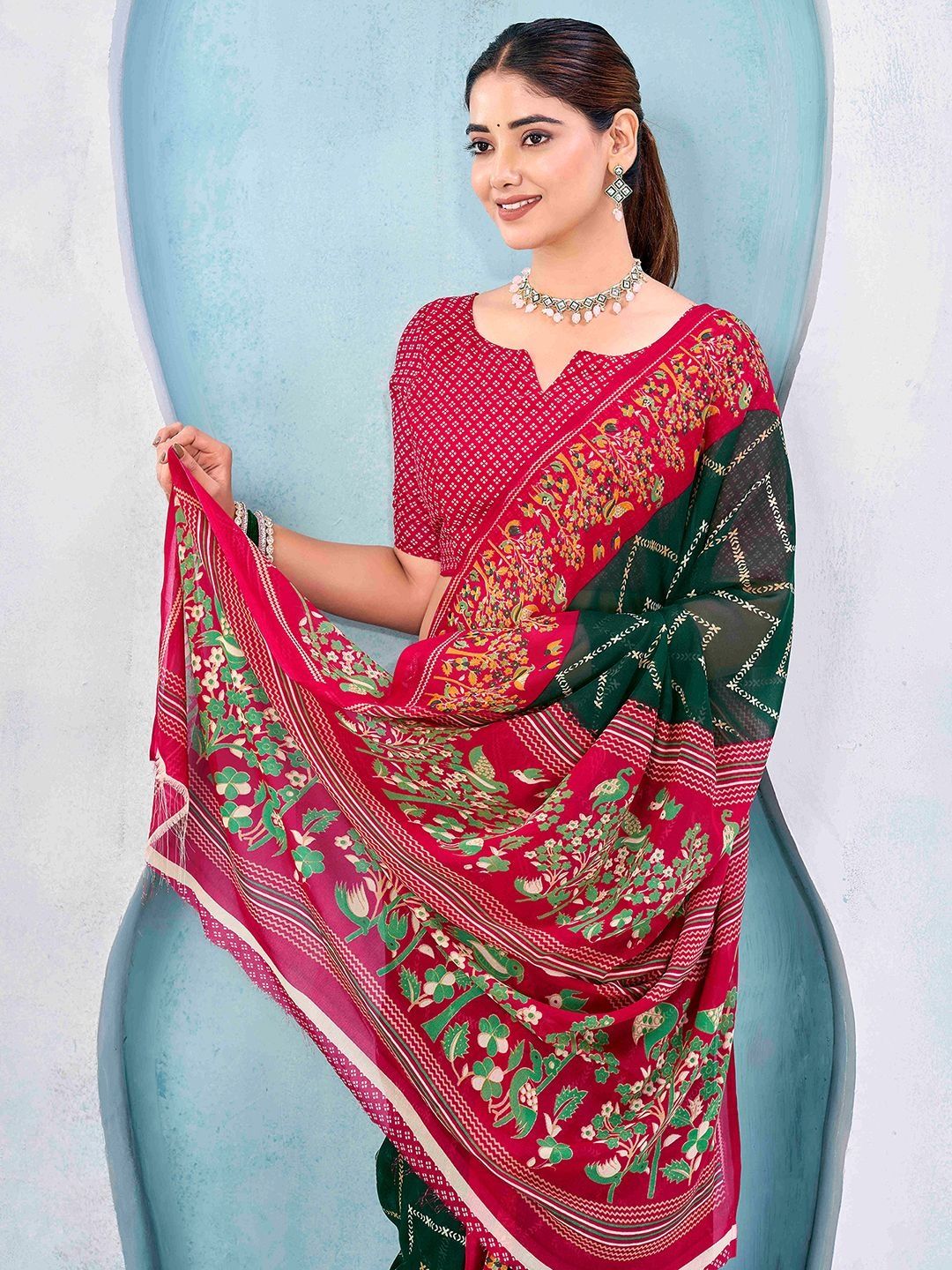 KALINI Ethnic Motifs Poly Georgette Designer Saree-image-6