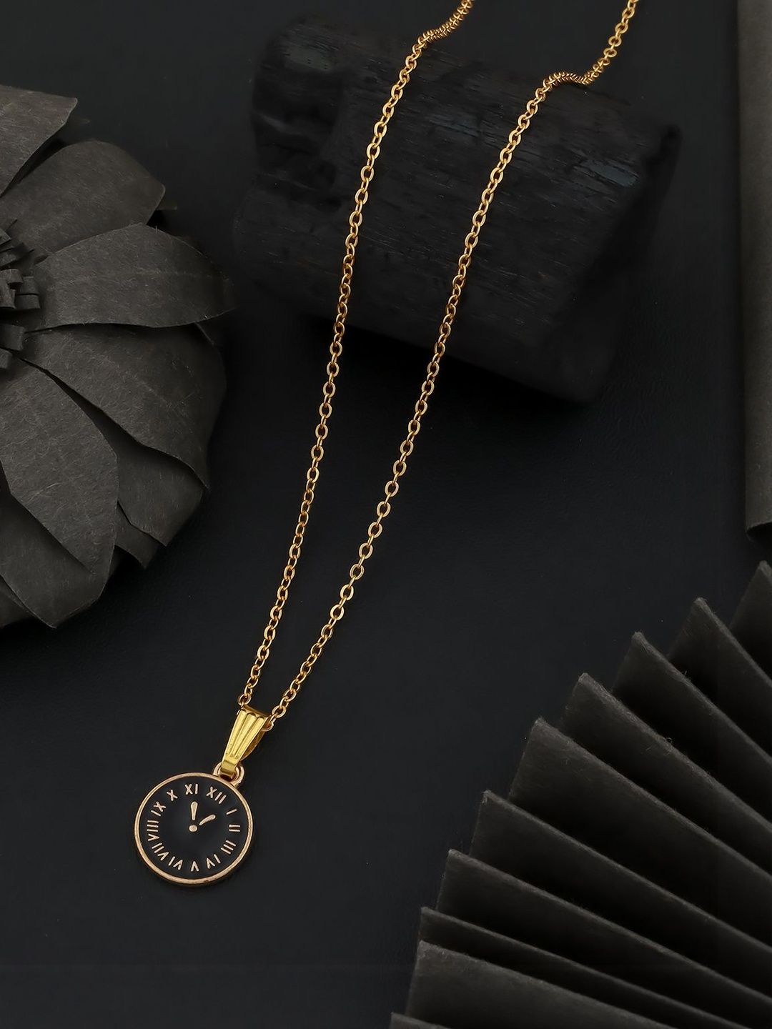 Birado Jewellery Stainless Steel Gold-Plated Circular Shape Pendant With Chain-picture-23