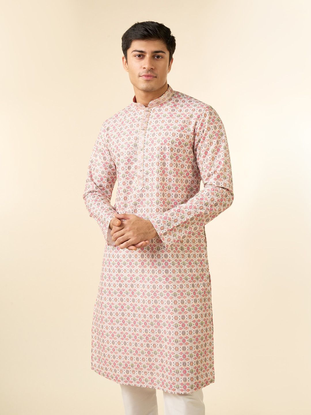Diwas by Manyavar Men Woven Design Embroidered Festive Straight Kurta-picture-29