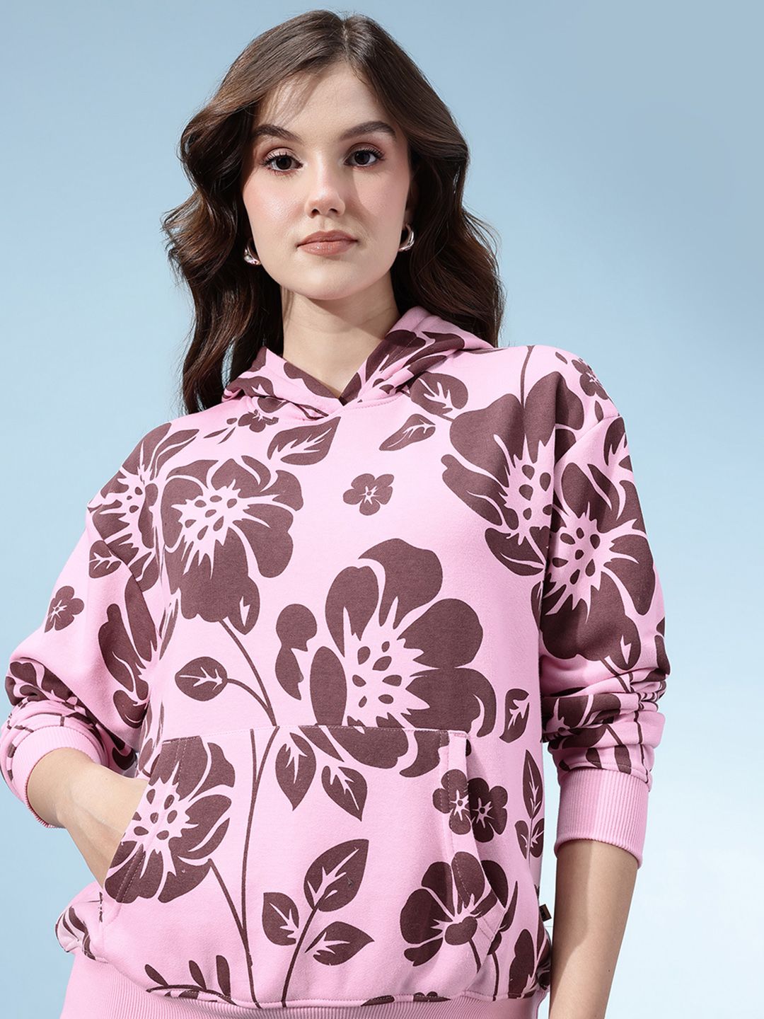 glitchez Floral Printed Hooded Sweatshirt with Inner Terry-picture-41