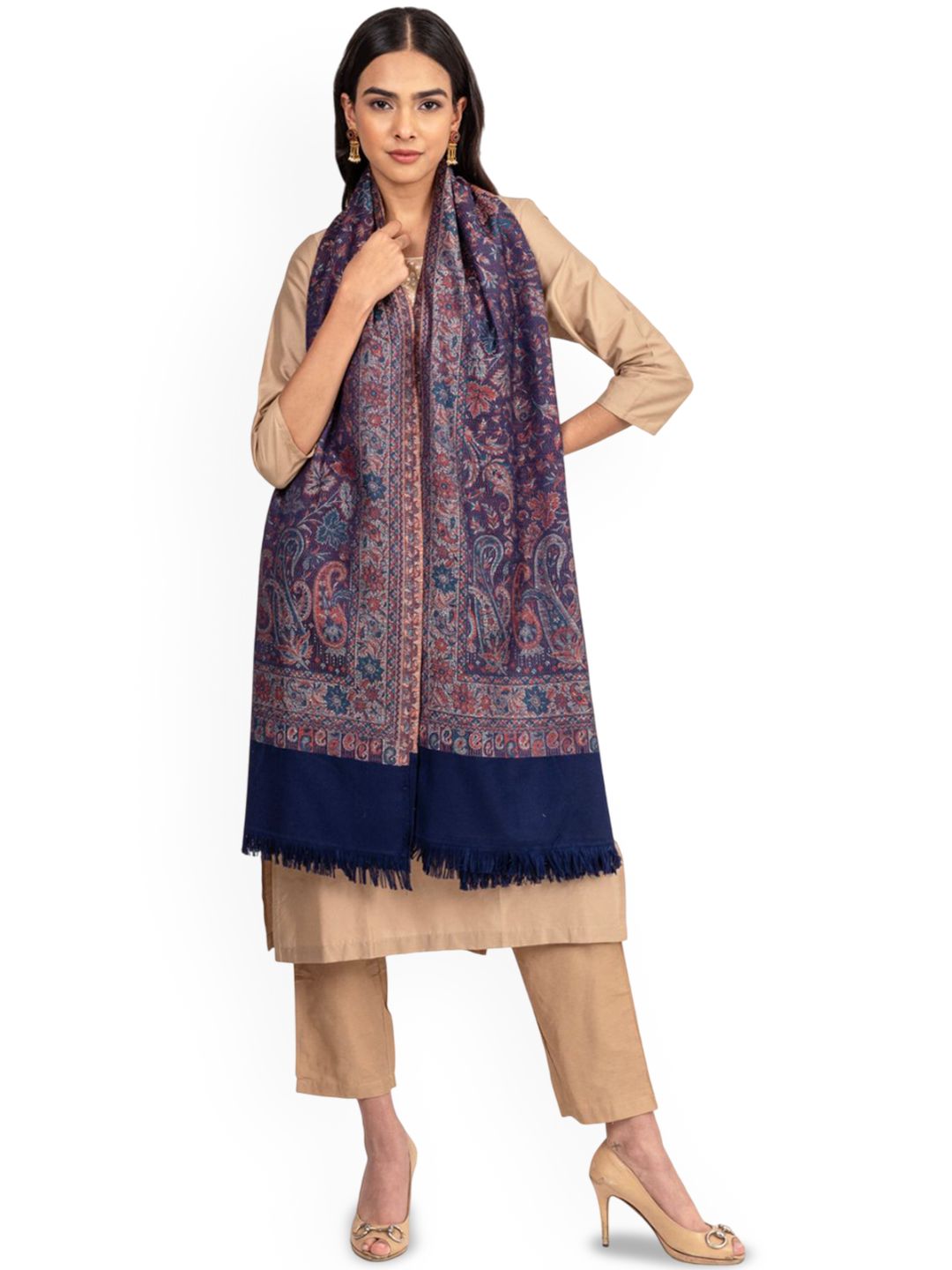 Naureen Paisley Woven Design Pashmina Kashmiri Jamawar Shawl-picture-24